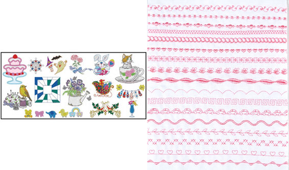 内置针迹及绣花花样 